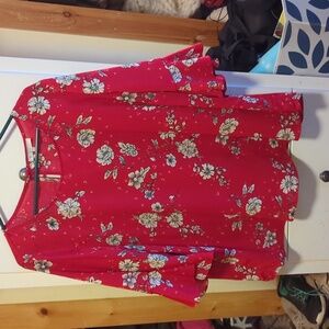 Trumpet sleeve floral blouse